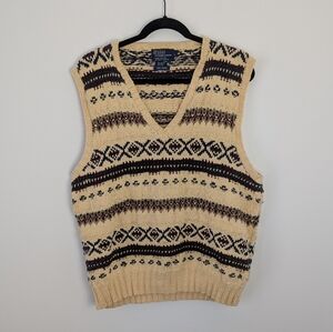 Polo By Ralph Lauren Hand Knit Fair Isle Sweater Vest Size L